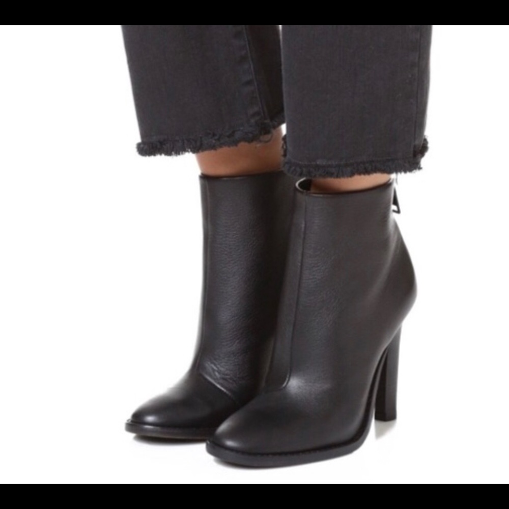 JOIE Black Pebbled Leather Heeled Booties 38 US 8